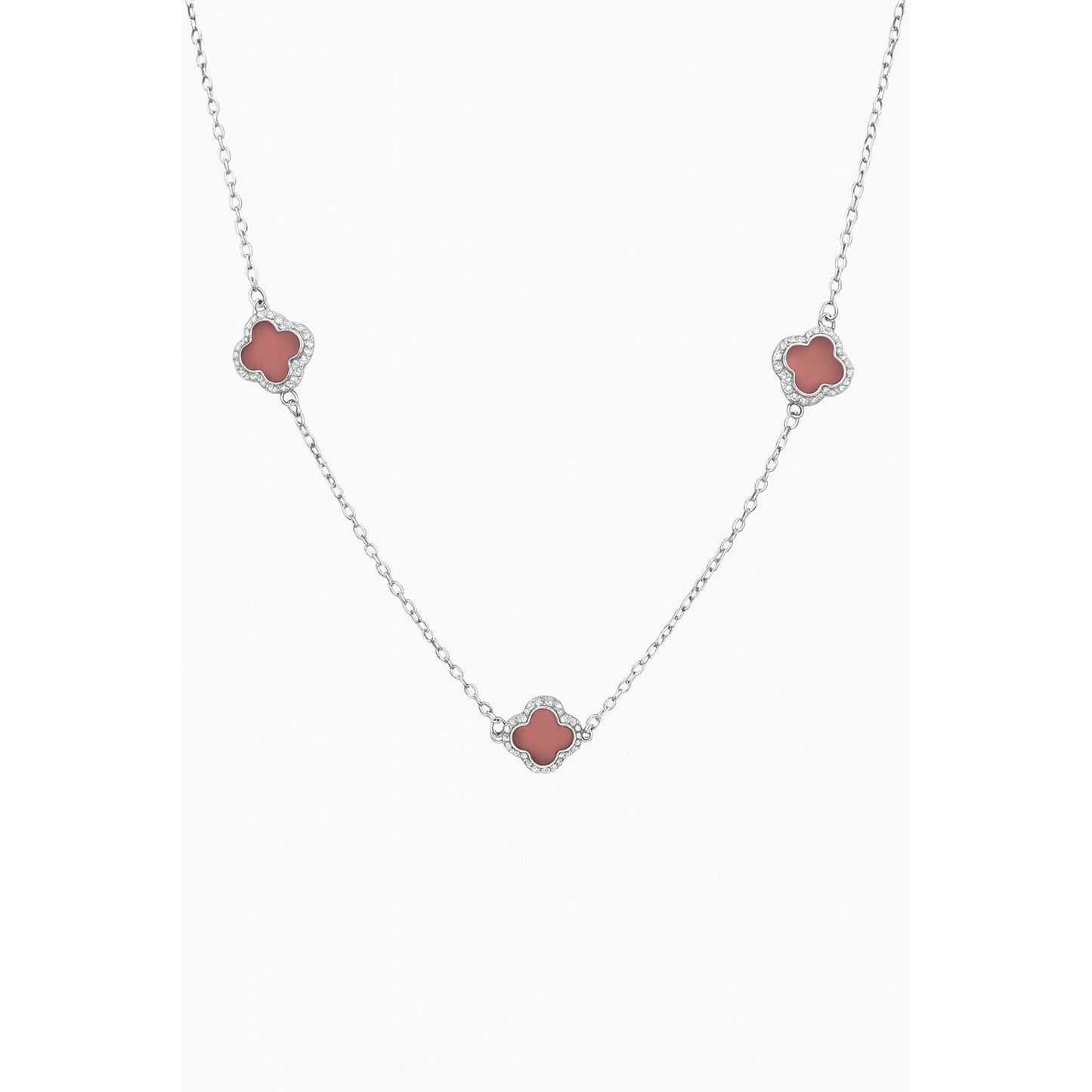 πΈ 3 Pink Clover Necklace β Pure 925 Sterling Silver π