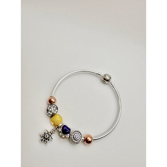 ✨ Multi-Color Charms Bracelet – 925 Sterling Silver 💎🌸
