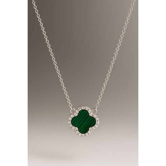 🌿 Green Clover Pendant Necklace – Premium 925 Sterling Silver ✨💎