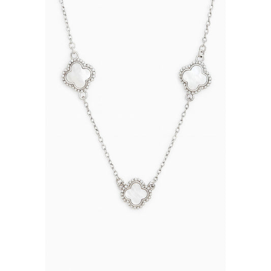 ✨ 3 Clover Necklace 🍀 Pure 925 Silver 💎 Premium White Inlay 🤍